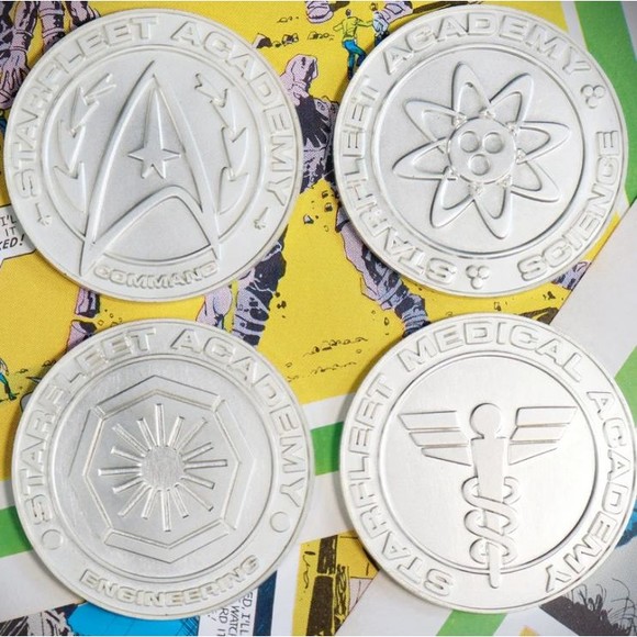 Star Trek Limited Edition Silver Plated Starfleet Divisions Medallions Set Of 4 - Picture 9 of 9